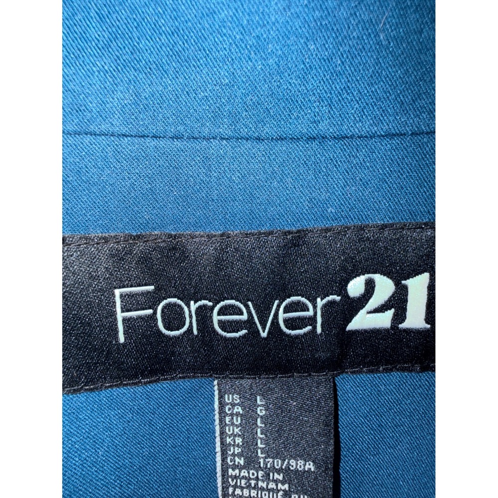 Forever 21 Wmns Teal Blue Cropped Blazer Single Button Size L Office minimalist - Picture 2 of 3